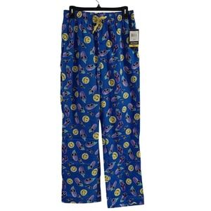 JOE BOXER Womens Pajama Pants Funny Eggplant Smiley Face Print Blue M